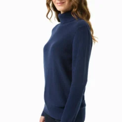 Strickpullover Mit Rollkragen Aus Bio-Baumwolle - Navy -Grundstoff Verkäufe w casual 040 navy dunkelblauer Rollkragenpullover fuer DAmen aus nachhaltiger zertifizierter Bio Baumwolle mit Rippbuendchen 1280x1280