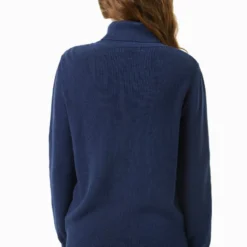 Strickpullover Mit Rollkragen Aus Bio-Baumwolle - Navy -Grundstoff Verkäufe w casual 040 navy hochwertiger Damen Pullover mit Rollkragen aus reiner Bio Baumwolle GOTS vegan navyblau 1280x1280