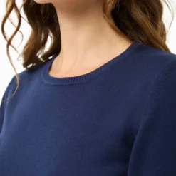 Strickpullover Aus Bio-Baumwolle - Navy -Grundstoff Verkäufe w casual 041 navy oekofairer Strickpullover navyblau mit Rundhalsausschnitt und schmalem Rippbuendchen vegan 1280x1280