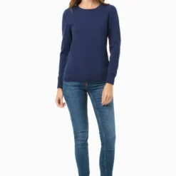 Strickpullover Aus Bio-Baumwolle - Navy -Grundstoff Verkäufe w casual 041 navy veganer Feinstrickpullover aus zertifizierter GOTS Bio Baumwolle navyblau fair fashion von Organication 1280x1280